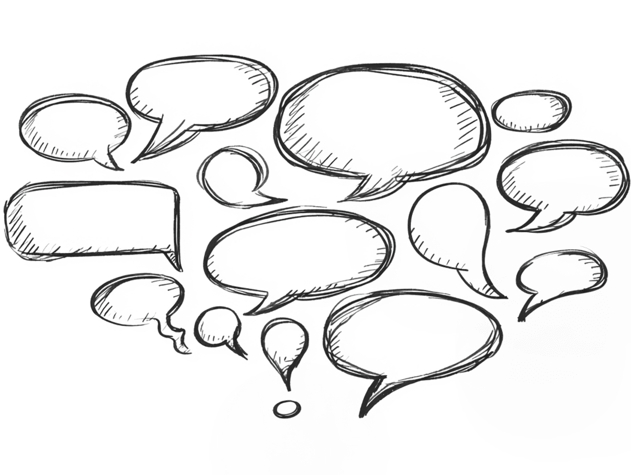 Hand-drawn speech bubbles